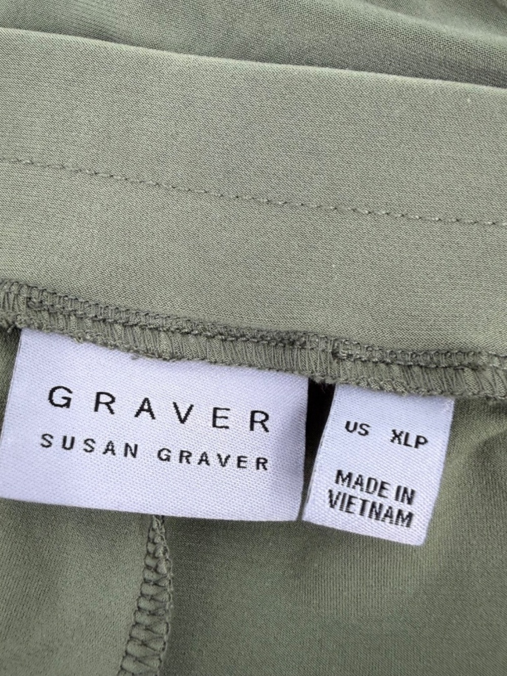 Susan Graver Pants Women XLP Green Liquid Knit Wide Leg Stretch Pull On Pockets - Picture 6 of 12